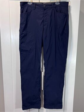 Eddie Bauer Men’s Fleece Lined Tech Pant 36x32 Outdoor Hiking Navy Blue Pockets